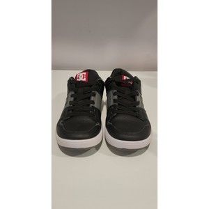 Big kids size 2 DC shoes, black, red